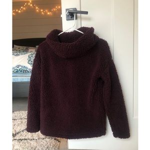 Maroon Sherpa Cowl Neck Sweater